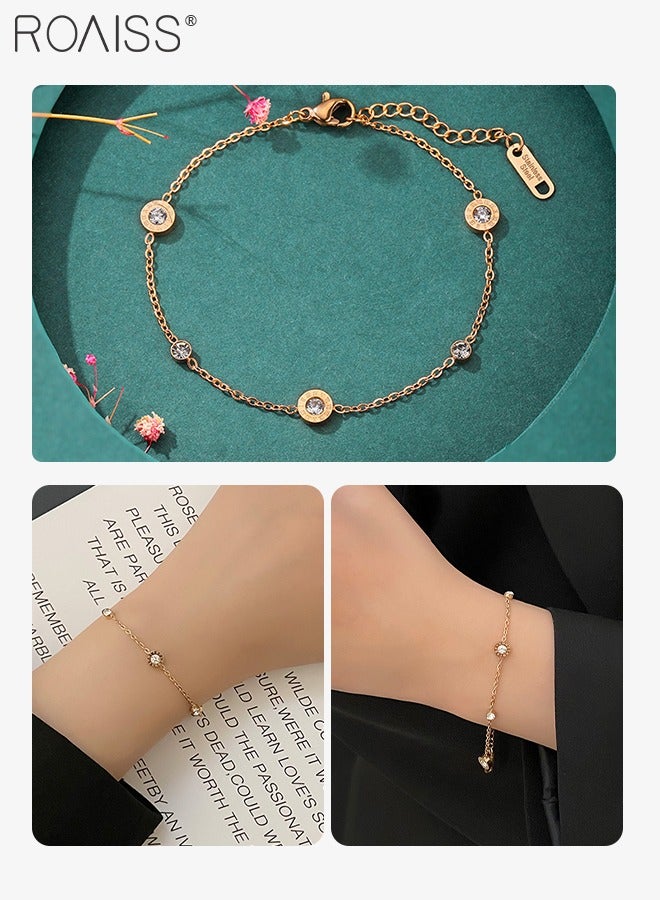 2PCS Women's Stainless Steel Strap Bracelet Watch Set Analog Display Round Dial Quartz Watch with Diamond-Set Bezel and Stylish Bracelet Elegant Watch Set as Gift for Ladies