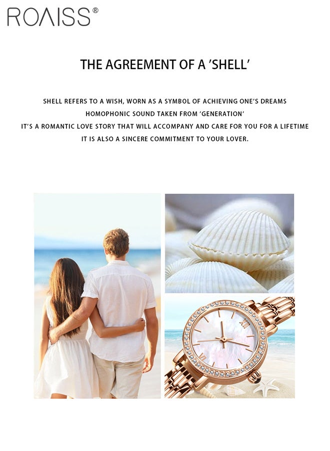 2PCS Women's Stainless Steel Strap Bracelet Watch Set Analog Display Round Dial Quartz Watch with Diamond-Set Bezel and Stylish Bracelet Elegant Watch Set as Gift for Ladies