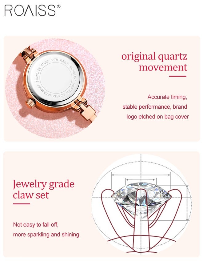 2PCS Stainless Steel Strap Bracelet Watch Set for Women Analog Display Round Dial Quartz Watch with Stylish Bracelet Elegant Watch Set as Gift for Ladies