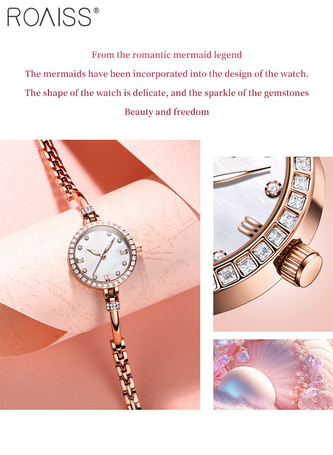 2PCS Stainless Steel Strap Bracelet Watch Set for Women Analog Display Round Dial Quartz Watch with Stylish Bracelet Elegant Watch Set as Gift for Ladies