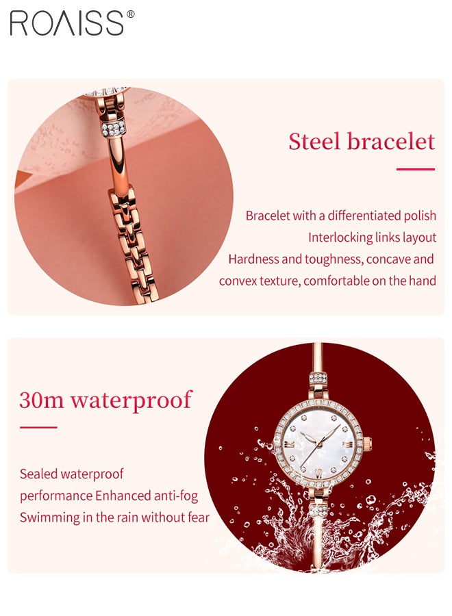 2PCS Stainless Steel Strap Bracelet Watch Set for Women Analog Display Round Dial Quartz Watch with Stylish Bracelet Elegant Watch Set as Gift for Ladies