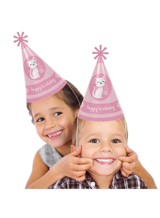 Purrfect Kitty Cat Cone Happy Birthday Party Hats For Kids And Adults Set Of 8 (Standard Size)