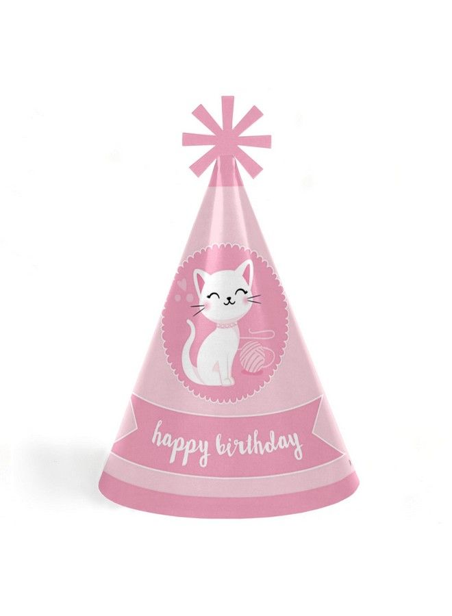 Purrfect Kitty Cat Cone Happy Birthday Party Hats For Kids And Adults Set Of 8 (Standard Size)