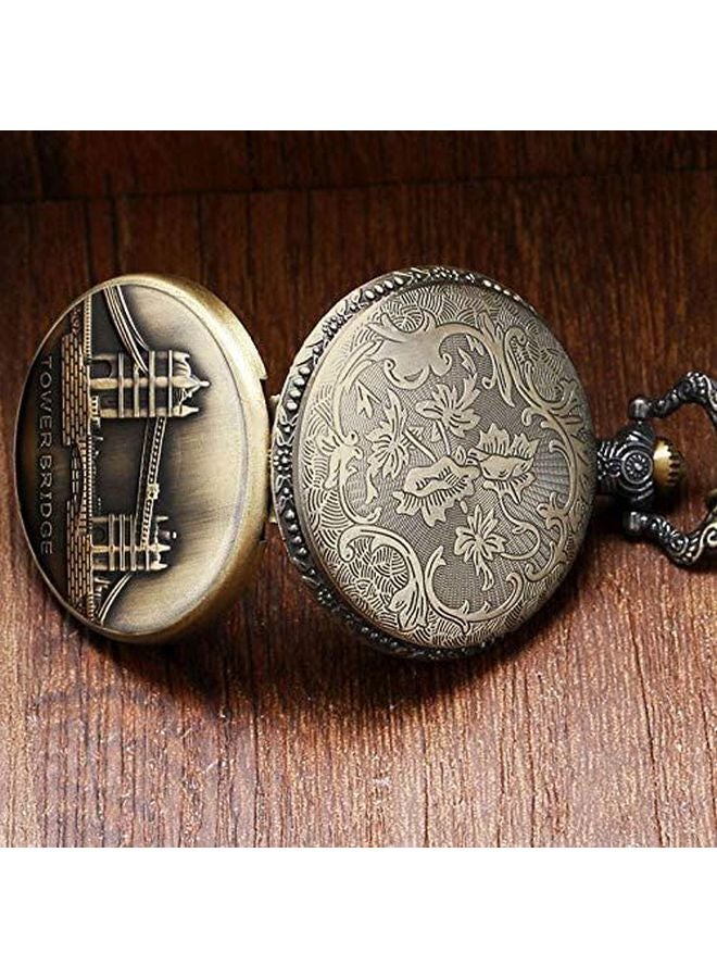 unisex Analog Pocket Watch With Chain Tower Bridge-PV-10