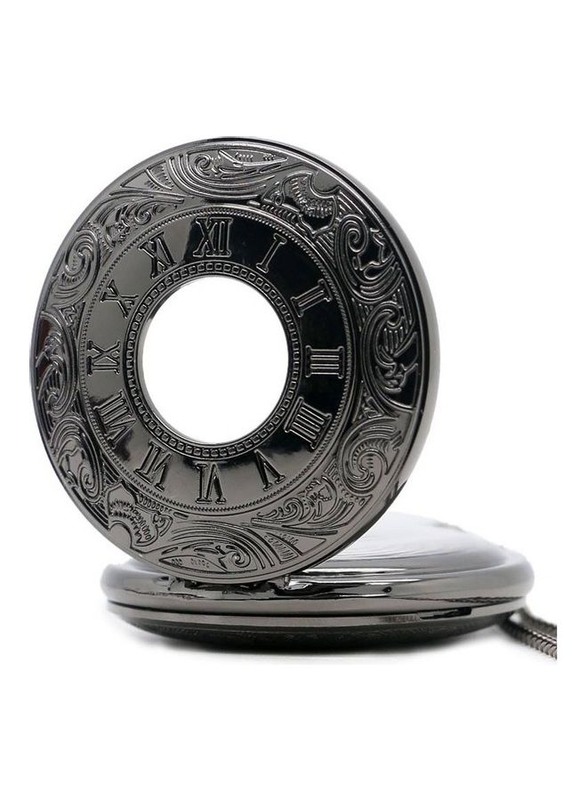 Retro Style Roman Number Engraved Quartz Pocket Watch