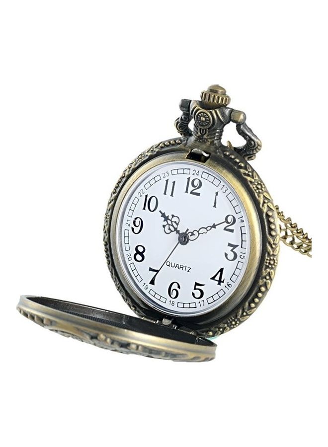 Retro 3D Train Engraved Analog Pocket Watch