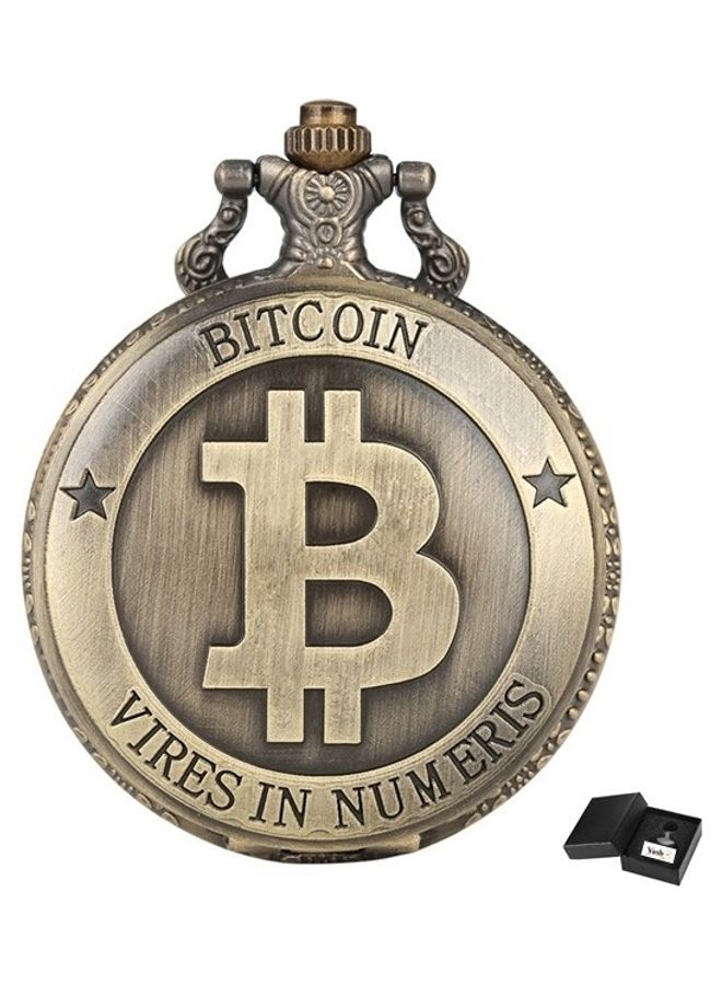 Bitcoin Engraved Analog Pocket Watch