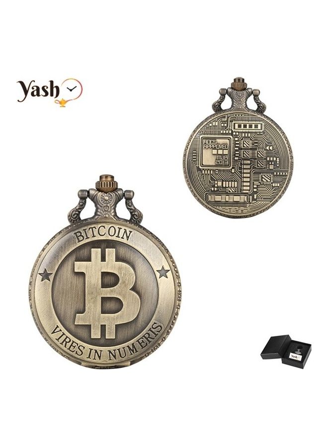 Bitcoin Engraved Analog Pocket Watch