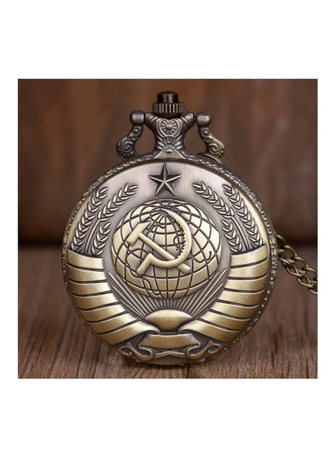 Soviet Badge Engraved Analog Pocket Watch