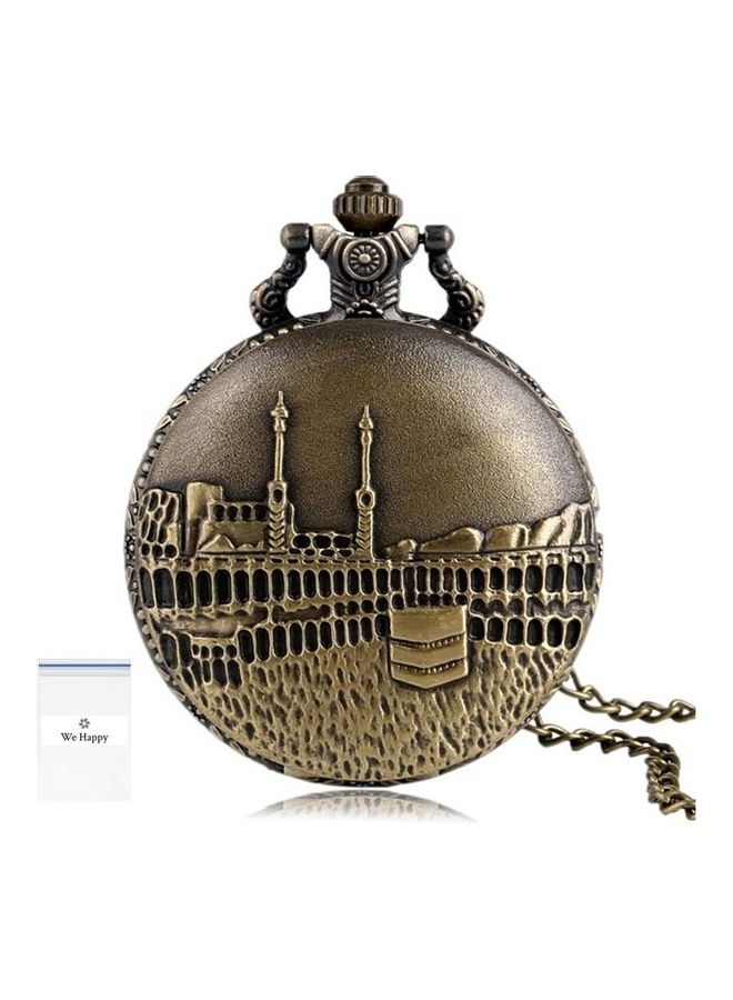 Kaaba Engraved Quartz Pocket Watch