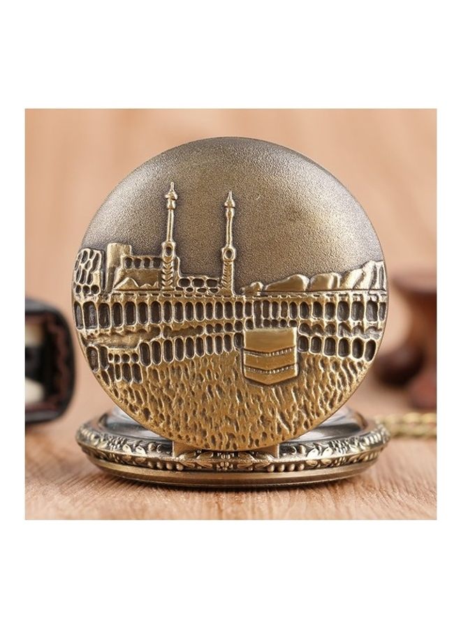 Kaaba Engraved Quartz Pocket Watch