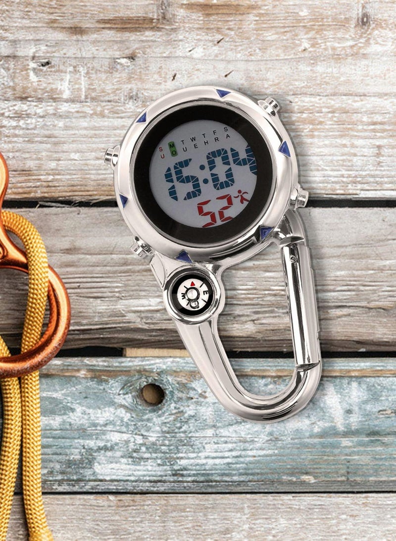 Carabiner Digital Watch, Clip on Quartz Watch, Waterproof and Shockproof Pocket Fob Watch