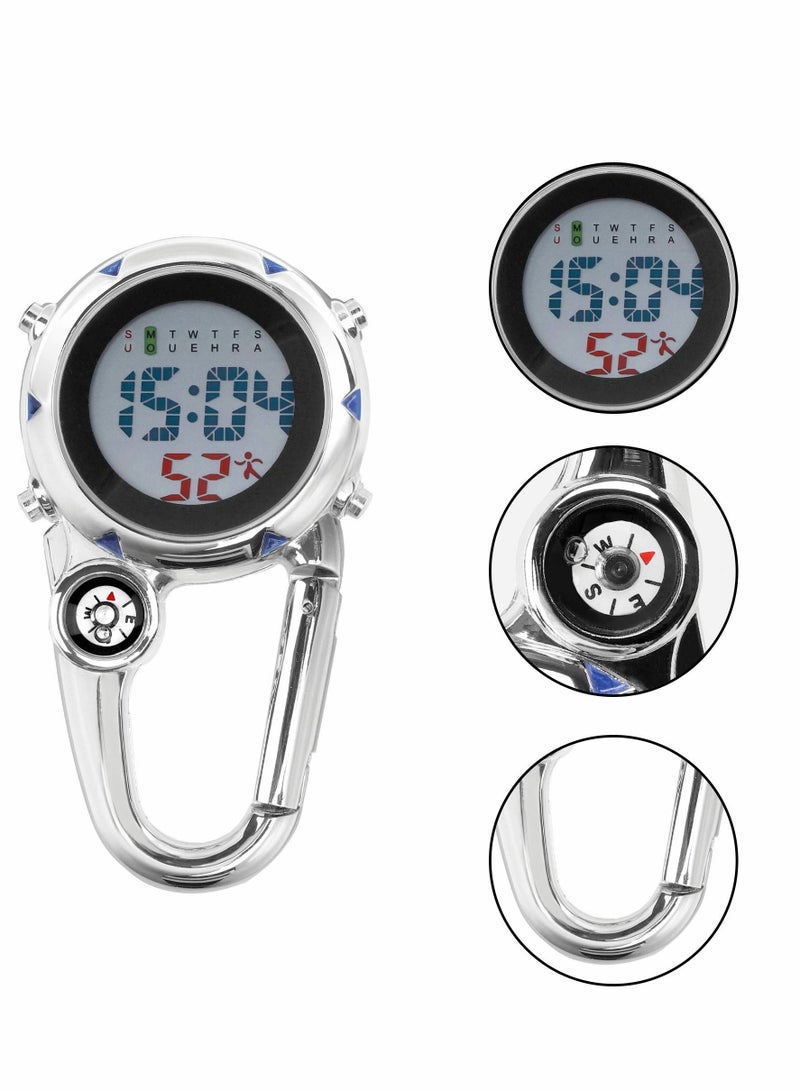 Carabiner Digital Watch, Clip on Quartz Watch, Waterproof and Shockproof Pocket Fob Watch