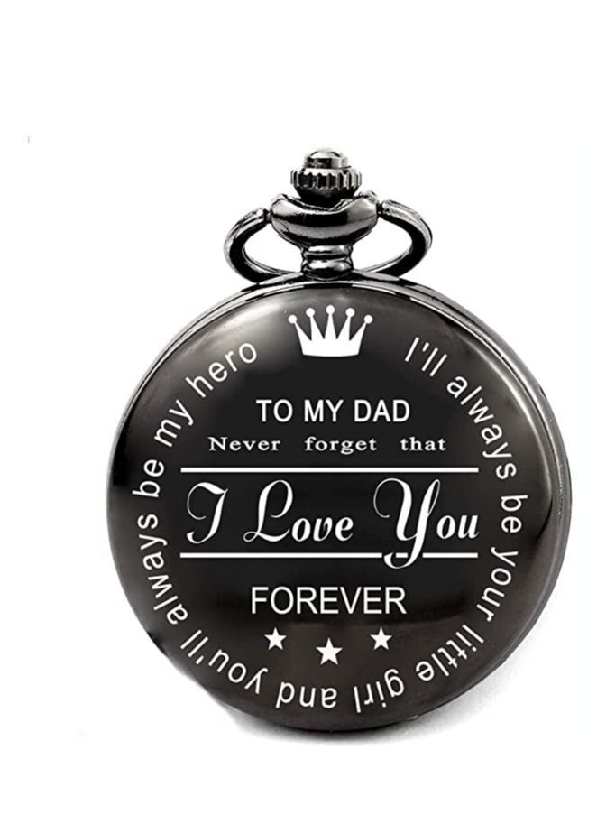 Pocket Watch, 1pc Best Wedding Gift Ideas, Birthday Father's Day Watches, Black Watch Carved Pendant Quartz