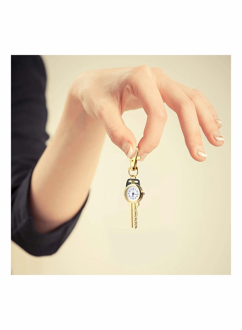 Pocket Watches - Vintage Quartz Watch Keychain Round Clocks Portable Hanging Pendant