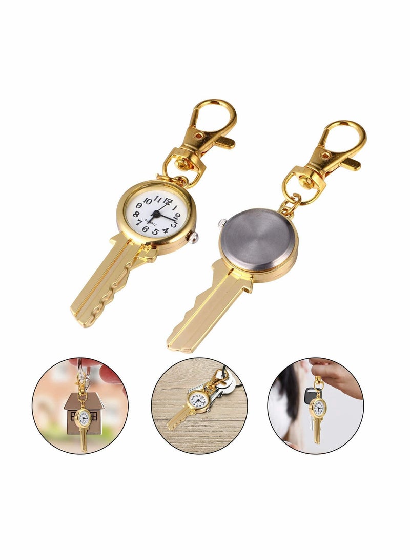 Pocket Watches - Vintage Quartz Watch Keychain Round Clocks Portable Hanging Pendant