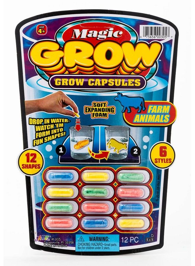 Jaru Magic Grow Capsules, (1 Packs 12 Capsules Assorted). Water Growing Animals Capsules. Great Party Favor Kids Toy. 3051A