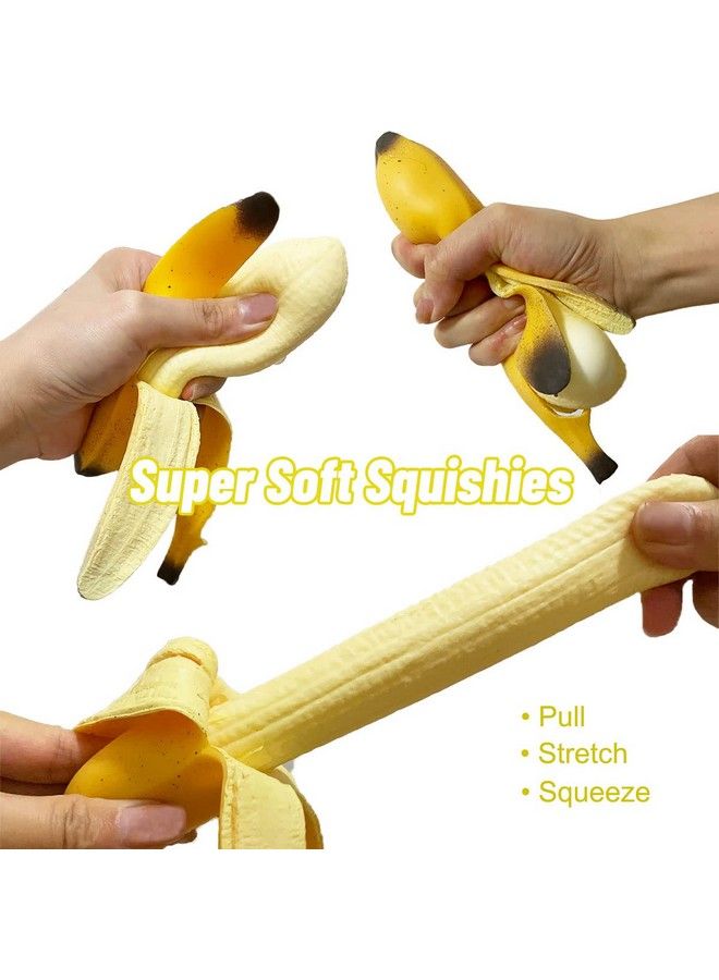 Pack Of 2 Squishy Banana Toys Simulation Banana Squishy Squeeze Toys, Eutreec Super Soft Stress Relief Spotted Peeled Banana Party Favors For Kids Toy For Boys Girls Adults April Fool Day