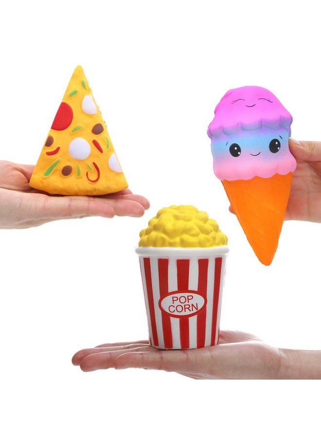 6Pcs Slow Rising Squishies Squishy Toys Jumbo Squishies Hamburger Popcorn Cake Ice Cream Pizza Kawaii Squishy Toys Or Stress Relief Squeeze Toys Party Favors For Kids Adults Decorative Props