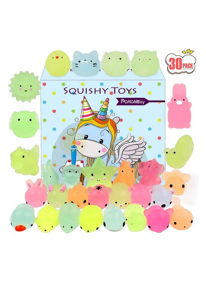 Mochi Squishy Toys Glow In The Dark For Party Favors 30 Pack Mini Kawaii Cute Animal Squishies Stress Relief Squishy Animals Mochi Cat Squishy With Gift Box