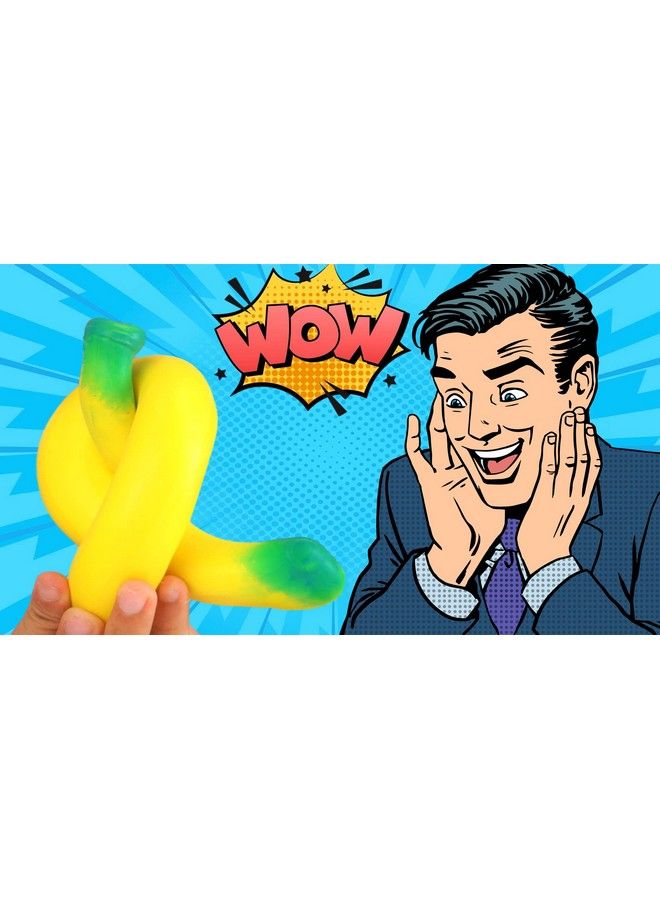 Stretchy Banana Toys (1 Banana) Super Squishy Fidget Toy For Kids & Adult. Sandfilled Rubber Banana Toy. Stress & Anxiety Relief Autism Sensory Toys. Stretchy Fruit Bulk Party Favor 33401P