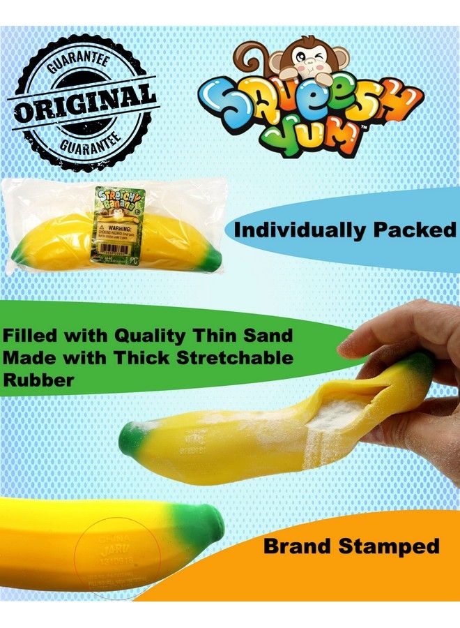 Stretchy Banana Toys (1 Banana) Super Squishy Fidget Toy For Kids & Adult. Sandfilled Rubber Banana Toy. Stress & Anxiety Relief Autism Sensory Toys. Stretchy Fruit Bulk Party Favor 33401P