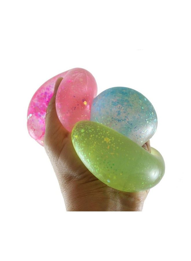 Set Of 3 Glitter Sugar Balls Glittery Shimmery Thick Glue/Gel Stretch Ball Ultra Squishy And Moldable Slow Rise Relaxing Sensory Fidget Stress Toy (Random Colors)