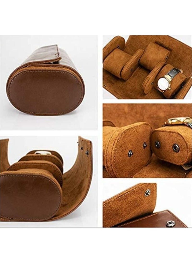 Watch Travel Case Portable Watch Roll Organizer Box with Removable Velvet Pillow Holder