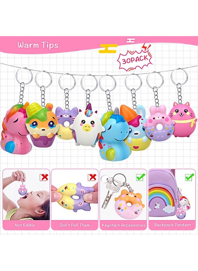 30 Pack Kawaii Squishies Squishy Toys Animals Squishies Cute Unicorn Donuts Slow Rising Creamy Scent Stress Relief Squishies Pack Party Favors Decorative With Key Chain