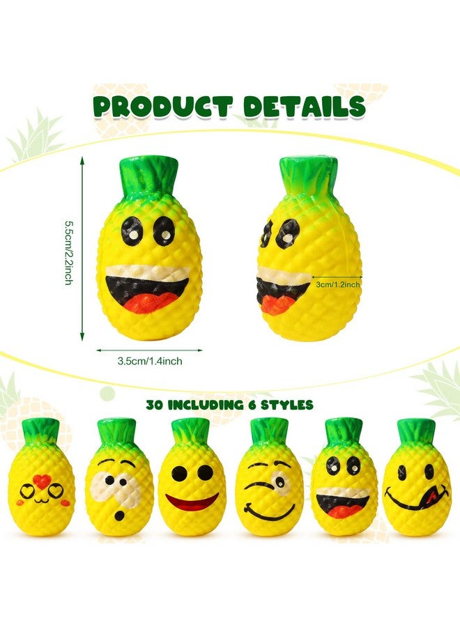 30 Pieces Pineapple Stress Ball Smile Fruit Stress Ball With Emotions Squishy Toy Pineapple Fidget Toys Party Favors For Adults Teens Finger Exercise Anxiety Relief Party Supplies