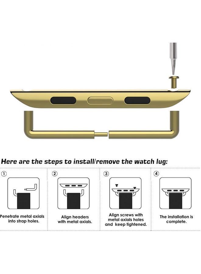 unisex Strap Adapters Clasp Metal Axle Connectors With Screw Driver For Apple Watch 38mm