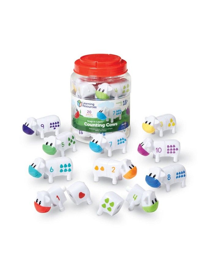 Snap N Learn Counting Cows Toy Set Develops Color Recognition Counting & Sorting Set Farm Animals 20 Pieces Ages 18+ Months