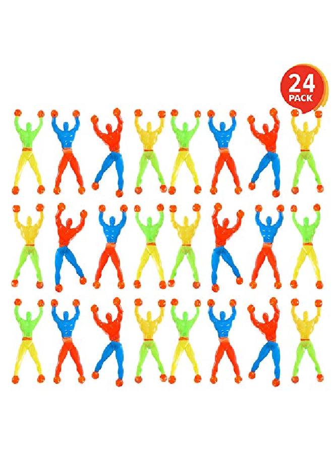 Colorful Sticky Wall Climbers Pack Of 24 Mountain Climber Figures Sticky Slimy And Rubbery Novelties Fun Gift For Kids Ages 3+