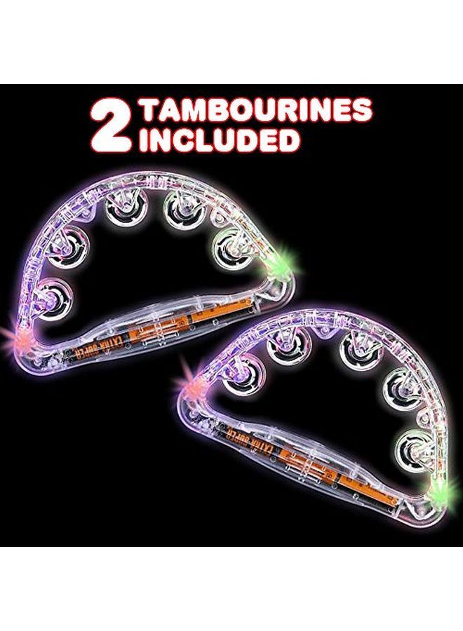 Flashing Tambourines For Kids Set Of 2 Led Noisemakers For Sporting Events Wedding Birthday Party And Rave Fun Music Toys For Children With Batteries Included