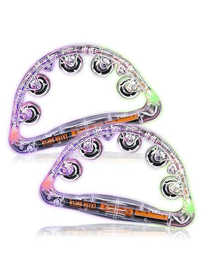 Flashing Tambourines For Kids Set Of 2 Led Noisemakers For Sporting Events Wedding Birthday Party And Rave Fun Music Toys For Children With Batteries Included