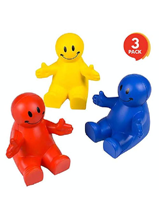 4 Inch Squeezable Smile Phone Holder 3 Pack 2In1 Smartphone Stand Squeeze Stress Relief Fidget Toy For Kids & Adults Desk Decoration Party Favor Office Gift Redblueyellow