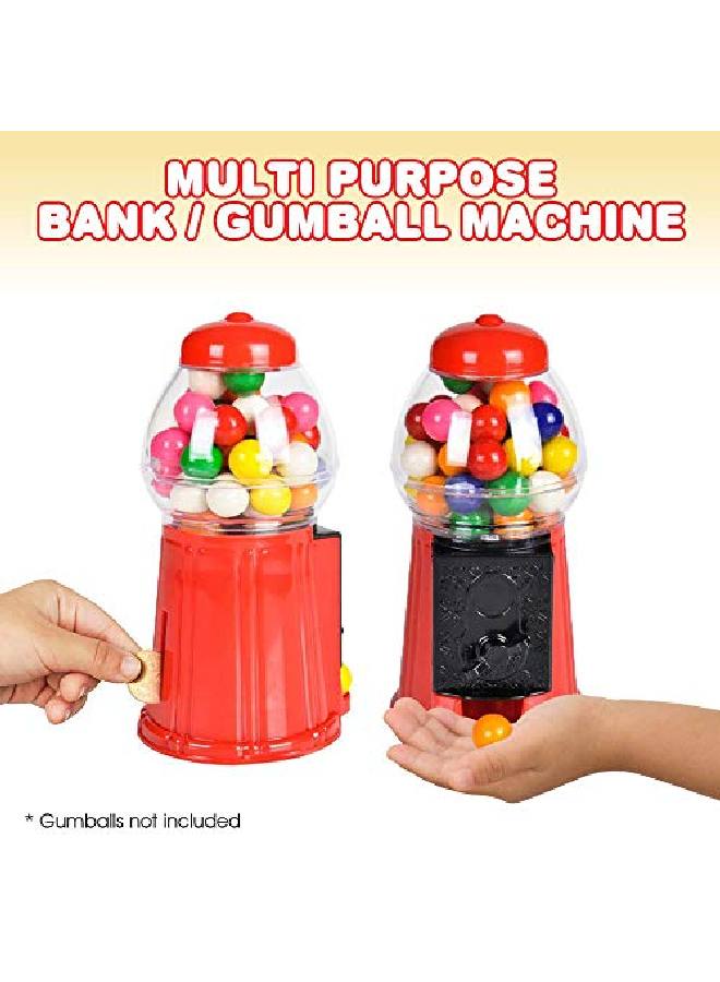 Gumball Machine For Kids Set Of 2 6.5 Inch Desktop Bubble Gum Mini Candy Dispenser Money Saving Coin Bank Best Gift Or Vintage Office Desk Decoration (Gumballs Not Included)