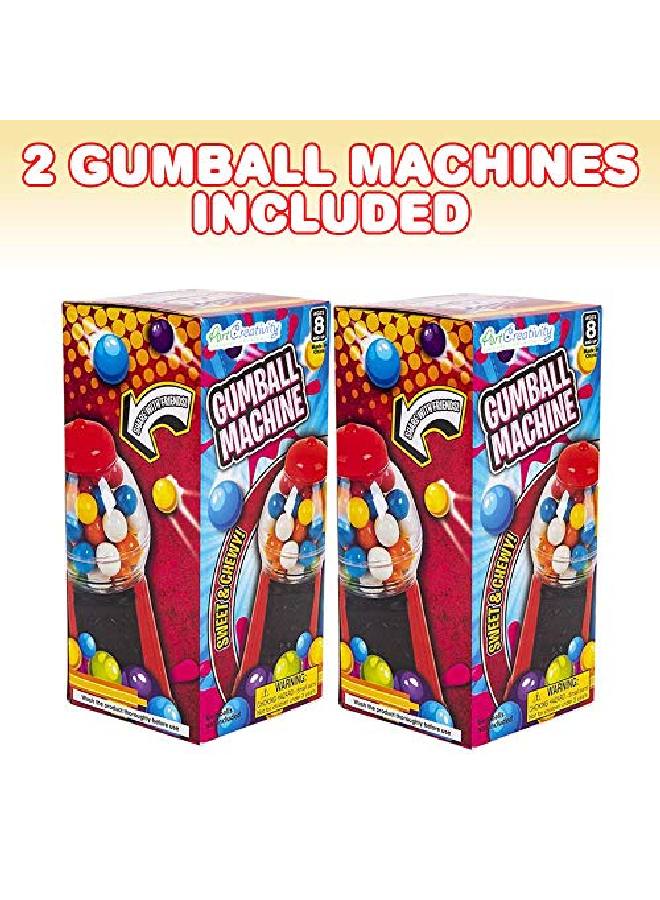 Gumball Machine For Kids Set Of 2 6.5 Inch Desktop Bubble Gum Mini Candy Dispenser Money Saving Coin Bank Best Gift Or Vintage Office Desk Decoration (Gumballs Not Included)