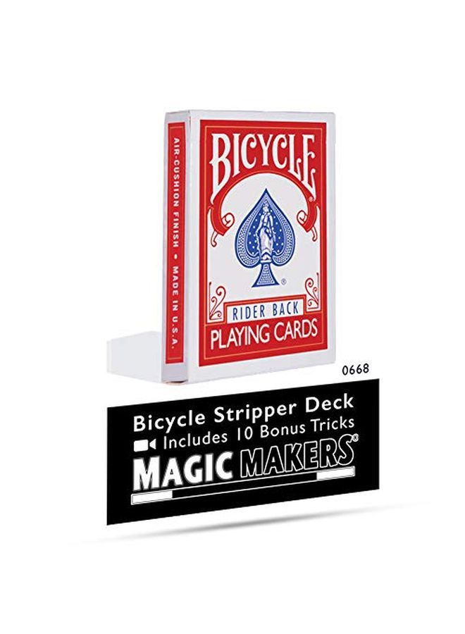 Stripper Deck With 10 Bonus Tricks In Red Tapered Magic Trick Deck