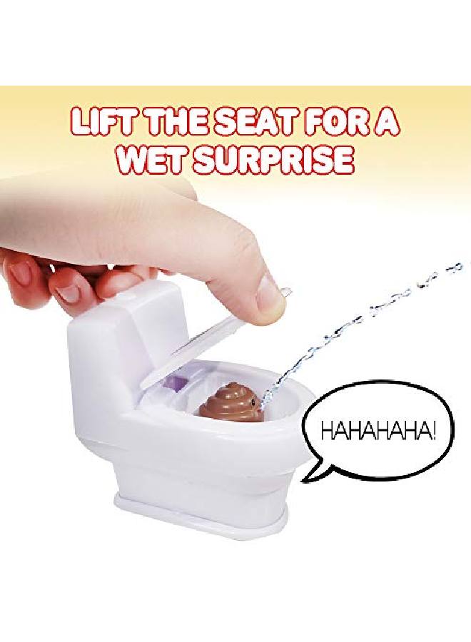 4 Inch Squirt Toilet Gag Gift For Kids And Adults With 3D Poo Emoji Lift Seat To Spray Water Funny Water Squirting Prank Toy Hilarious Prankster Joke Stuff For Boys And Girls