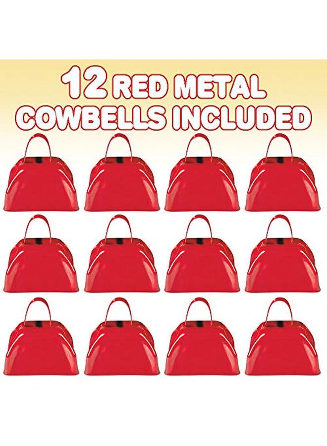 3 Inch Red Metal Cowbell Noisemakers Pack Of 12 Loud Metal Cowbell Noise Makers With Handles Great For Football Games Sporting Events New Year?S Eve For Kids And Adults