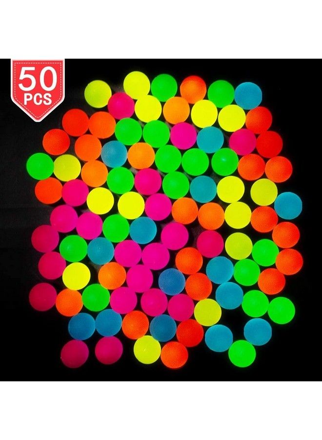 50 Pcs Bouncy Balls Glow In The Dark Bouncing Rubber Ball Pet Toys Bright Neon Colors 1.25