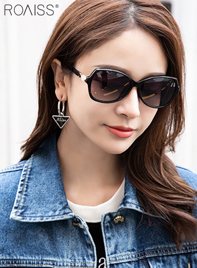 Women's Polarized Butterfly Sunglasses, UV400 Protection Sun Glasses with Rhinestones Decoration, Fashion Anti-glare Sun Shades for Women with Glasses Case, 59mm