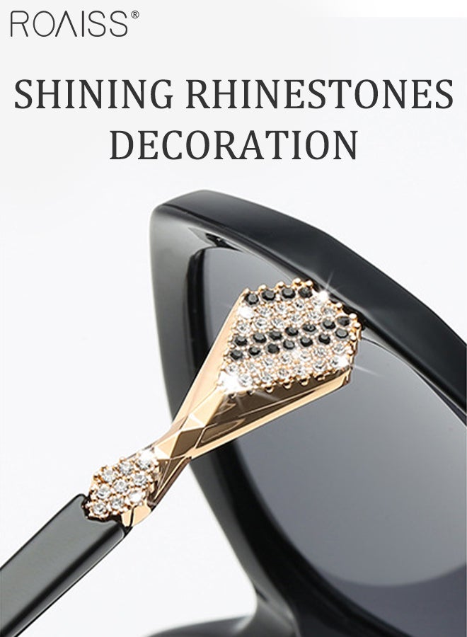 Women's Polarized Butterfly Sunglasses, UV400 Protection Sun Glasses with Rhinestones Decoration, Fashion Anti-glare Sun Shades for Women with Glasses Case, 58mm