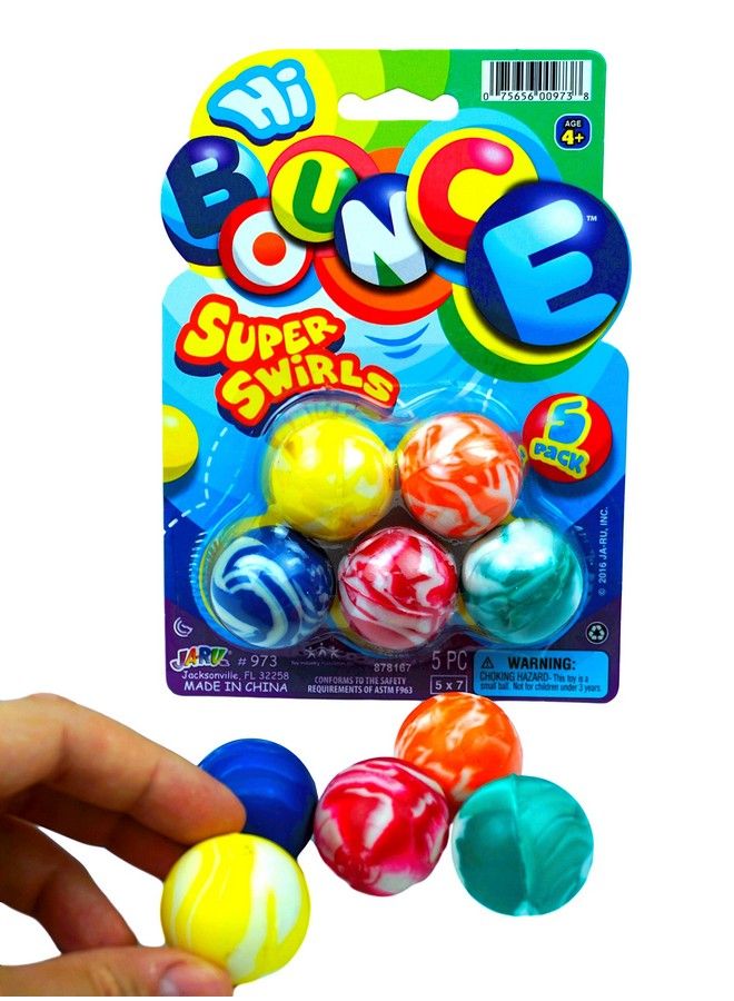 Bouncy Balls Superballs Super Hi Bounce (1 Pack 5 Balls Each) Fidget Bouncy Ball Small Toys Party Favors For Kids Toy Racketball Bulk Kids Prize Premium Giveaways Gift Includes Sticker 9731P