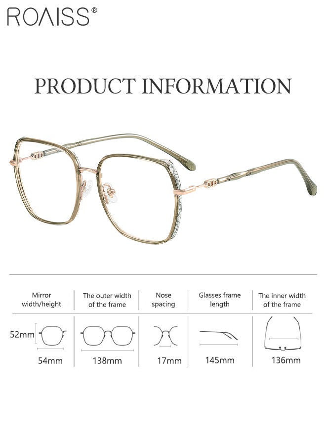 Women's Blue Light Blocking Glasses Blue Light Filter Computer Reading Gaming TV Phones Oversized Eyeglasses Fashion Anti Eyestrain Headache Eyewear, Transparent Green