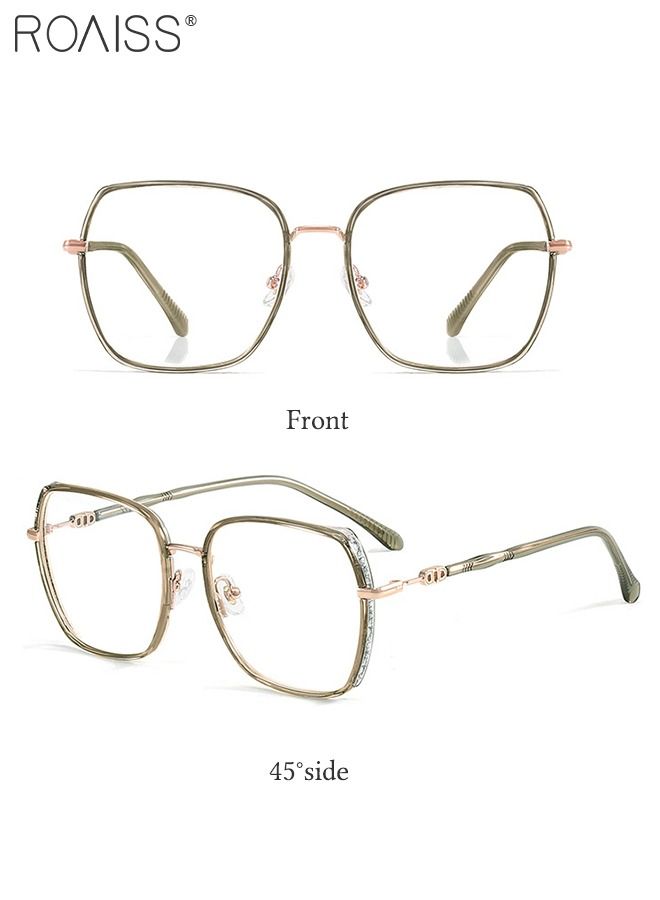 Women's Blue Light Blocking Glasses Blue Light Filter Computer Reading Gaming TV Phones Oversized Eyeglasses Fashion Anti Eyestrain Headache Eyewear, Transparent Green