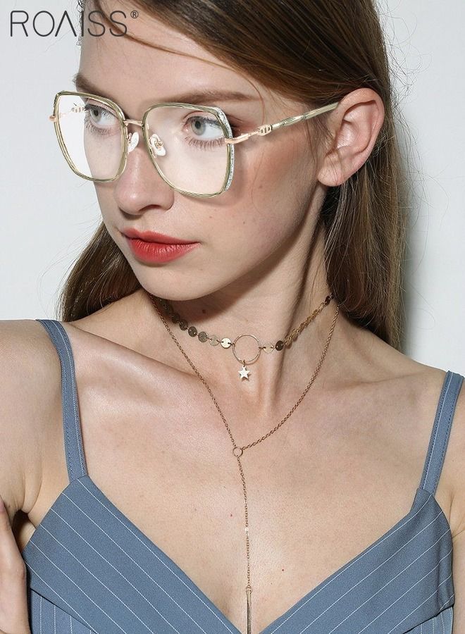 Women's Blue Light Blocking Glasses Blue Light Filter Computer Reading Gaming TV Phones Oversized Eyeglasses Fashion Anti Eyestrain Headache Eyewear, Transparent Green