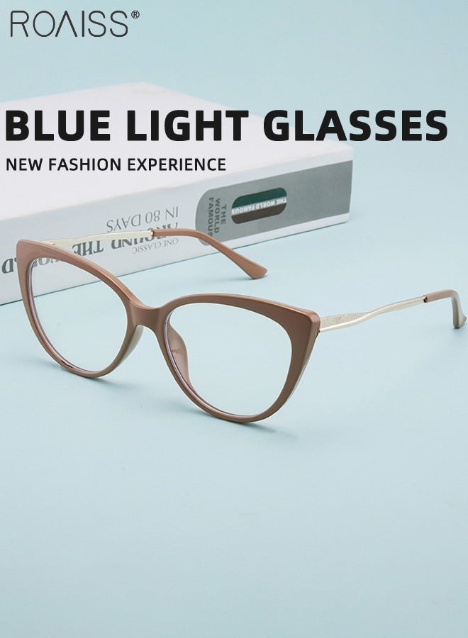 Women's Blue Light Blocking Glasses Blue Light Filter Computer Reading Gaming TV Phones Cat Eye Eyeglasses Fashion Anti Eyestrain Headache Eyewear Apricot Color