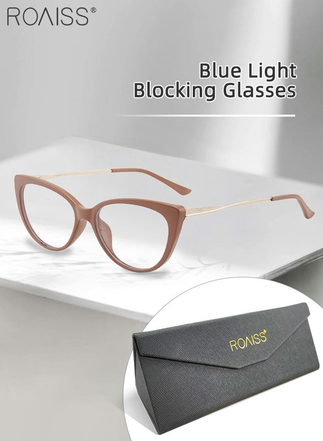 Women's Blue Light Blocking Glasses Blue Light Filter Computer Reading Gaming TV Phones Cat Eye Eyeglasses Fashion Anti Eyestrain Headache Eyewear Apricot Color